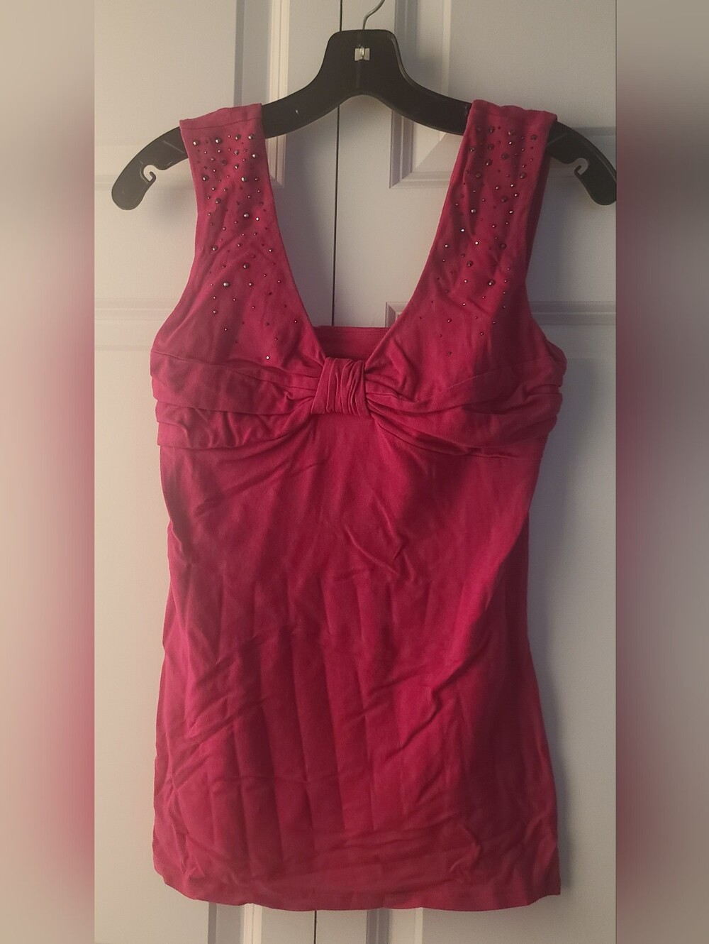 Express Hot Pink Studded Knot-Front Tank - Size Small